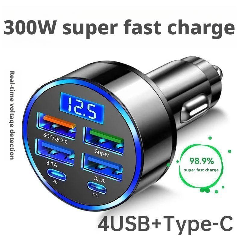 Usb C Hub - 300W PDカーチャージャー 6ポート急速充電 QC3.0 USB C