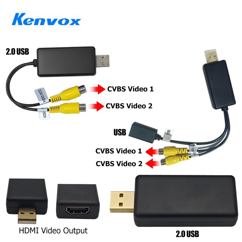 Hdmi Cable - Kenvox Android USBビデオ出力RCAラインケーブル AV HDMI出力 車載ラジオマルチメディアルーフマウントヘッドレストスクリーン用