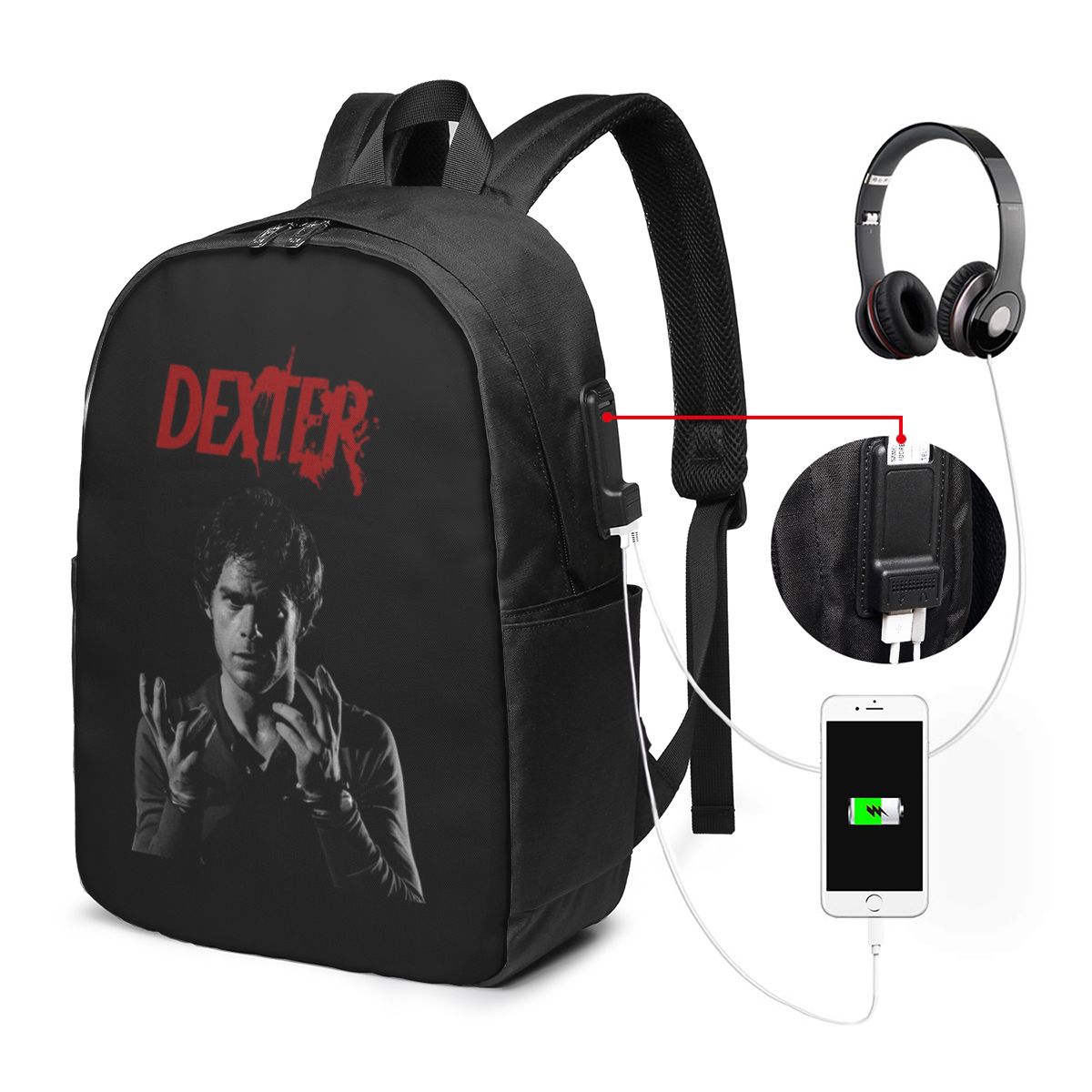 Laptop Bag - 映画デクスター・モーガンバックパック旅行ノートブックバッグコンピュータ大学生スクールバッグラップトップショルダーバッグ男性女性用