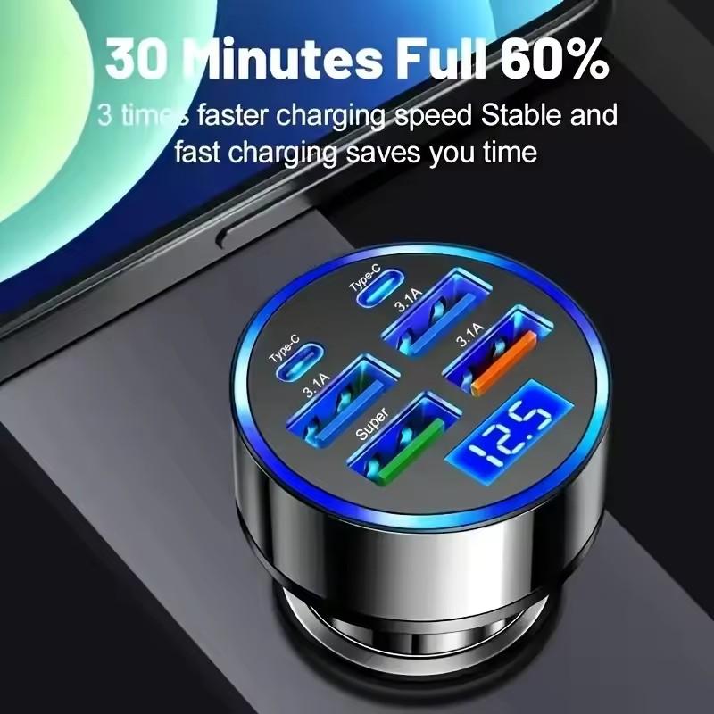 300W PDカーチャージャー 6ポート急速充電 QC3.0 - Usb C Hub のレビューと価格