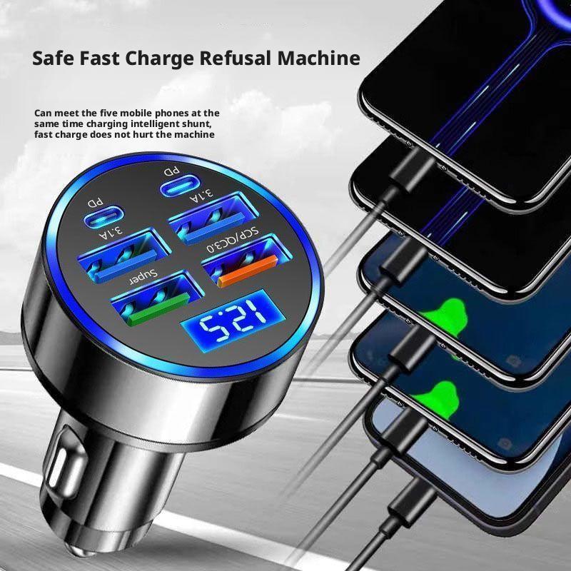 300W PDカーチャージャー 6ポート急速充電 QC3.0 - Usb C Hub のレビューと価格