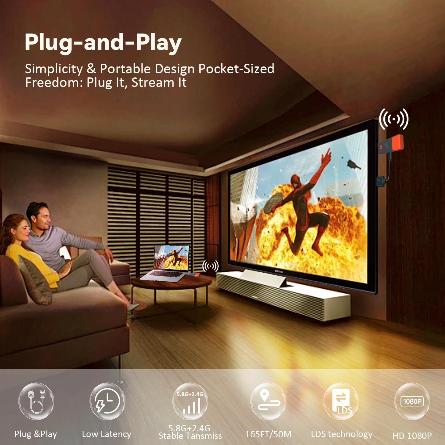 50M ワイヤレス伝送ビデオ送信機受信機 HDMI 対応エク - Hdmi Cable のレビューと価格
