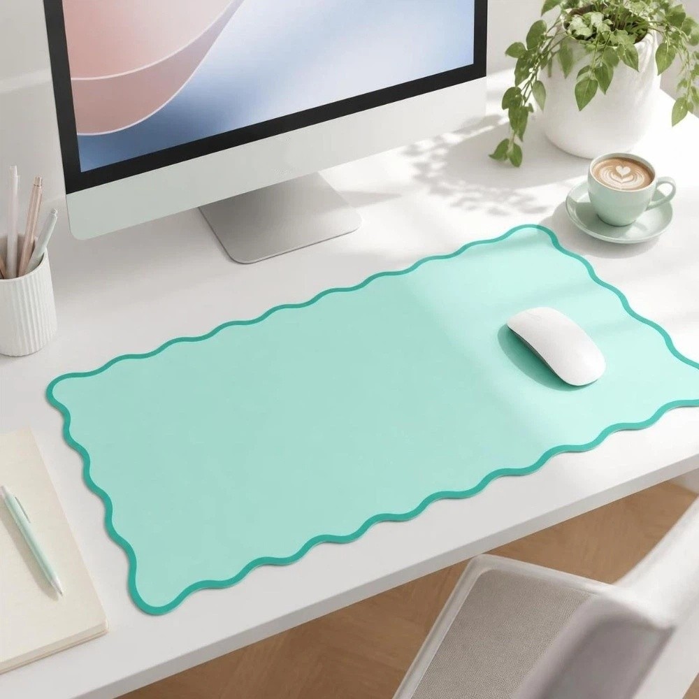 スイートPUレザーデスクパッド、滑り止めウェーブエッジキーボ - Keyboard Cover のレビューと価格