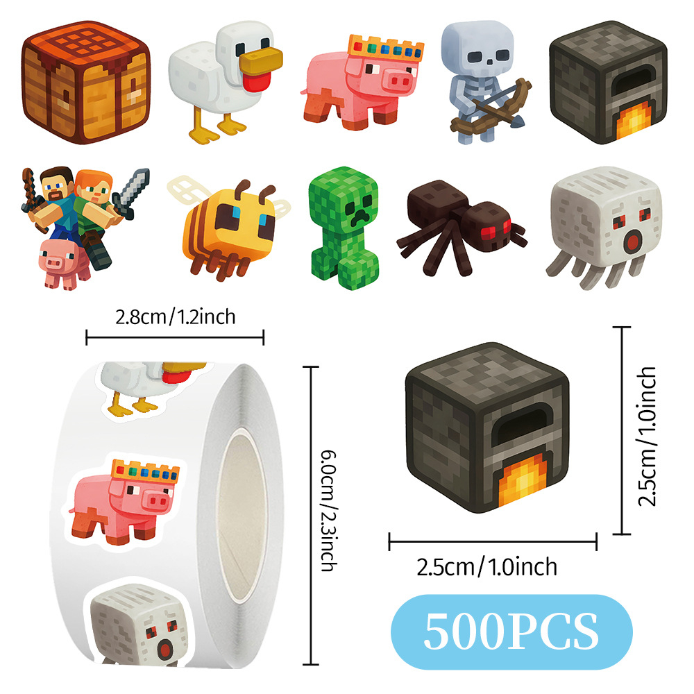500枚入り/ロール マインクラフト風漫画ステッカー かわい - Laptop Accessories & Repair Jagtap Dairy Pimple Nilakh Pimpri Chinchwad Maharashtra のレビューと価格