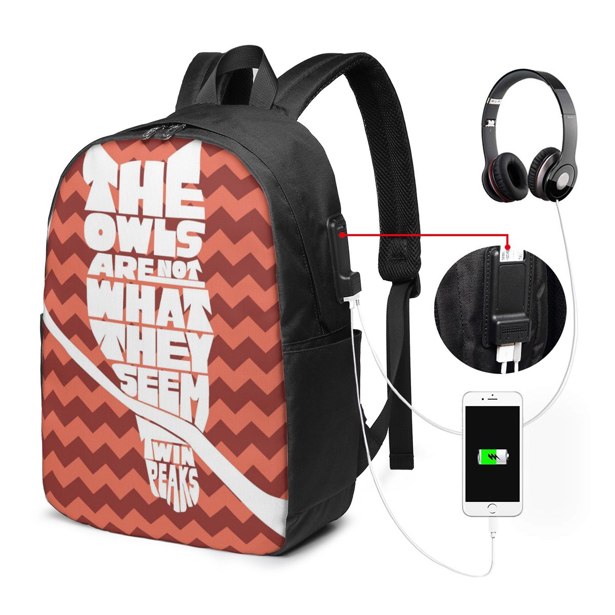 ツインピークスレッドルームバックパック旅行ノートブックバッグ - Laptop Bag のレビューと価格