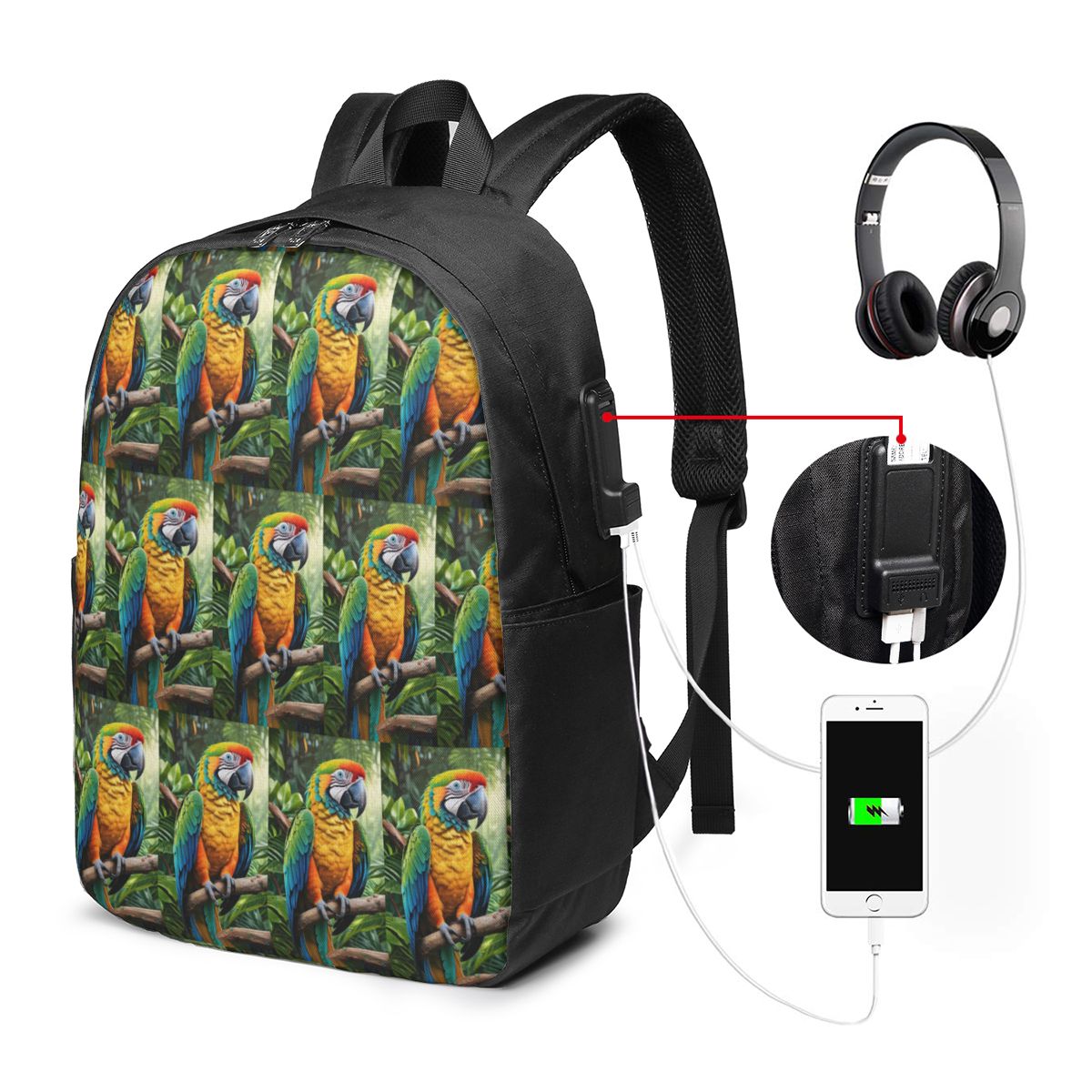 かわいいコンゴウインコのバックパック旅行ノートブックバッグコ - Laptop Bag のレビューと価格