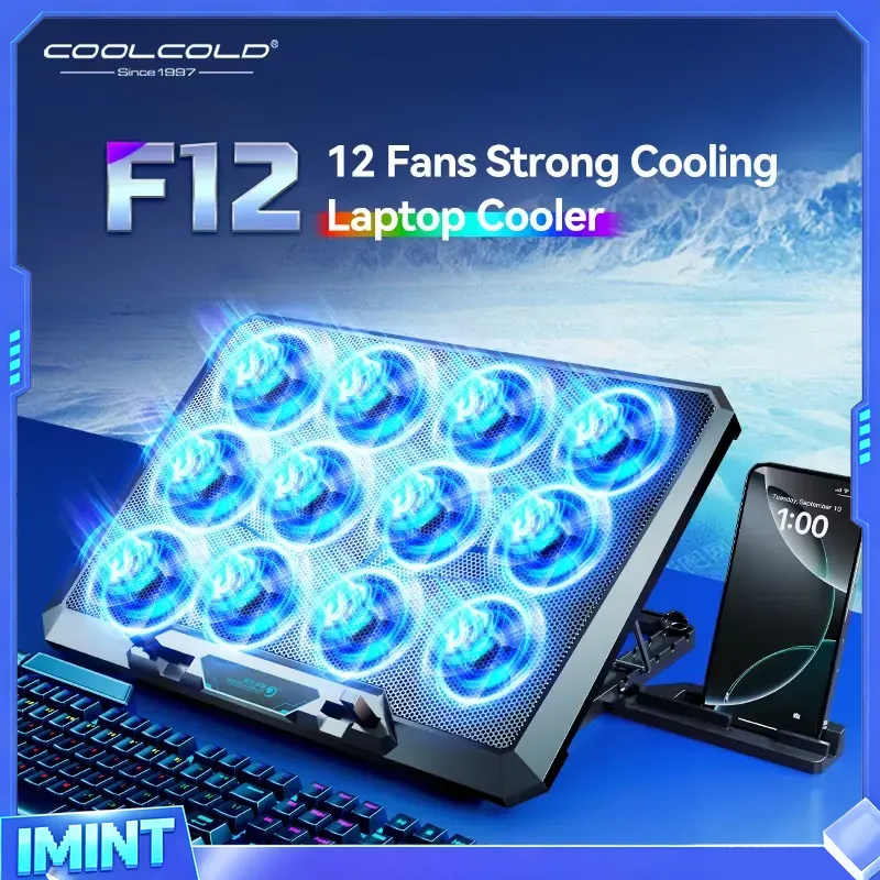 COOLCOLD ノートパソコン冷却パッド 12個の静音ファ - Laptop Cooling Pad のレビューと価格